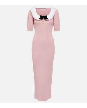Alessandra Rich Embellished Cotton-Blend Midi Dress - Pink