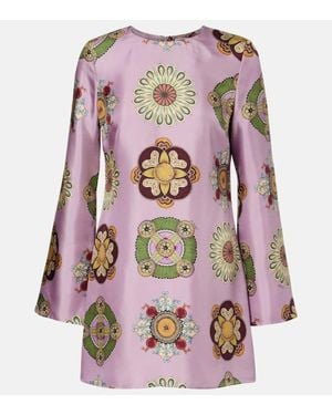 La DoubleJ Minikleid Supremes Swing Aus Seiden-Twill - Pink