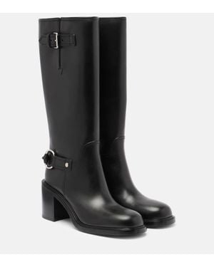 Gucci Horsebit Leather Knee-High Boots - Black
