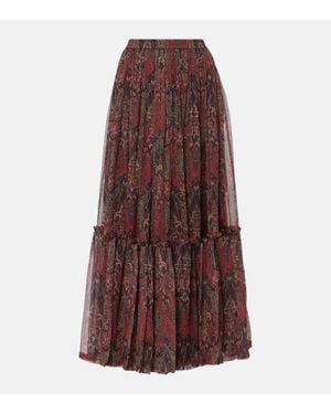 Saint Laurent Maxirock Aus Seide - Rot