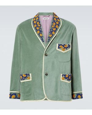Bode Oberon Floral Cotton Blazer - Green