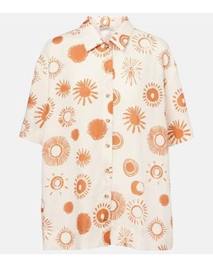 Asceno Montauk Linen And Cotton Bowling Shirt - White