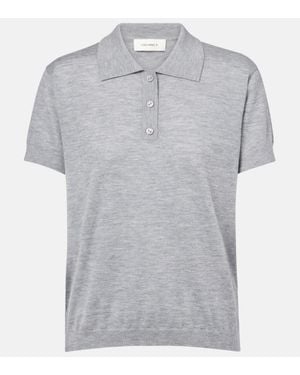 Lisa Yang Nai Knitted Cashmere Polo Shirt - Gray