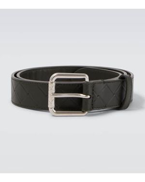 Bottega Veneta Intrecciato Embossed Leather Belt - Black