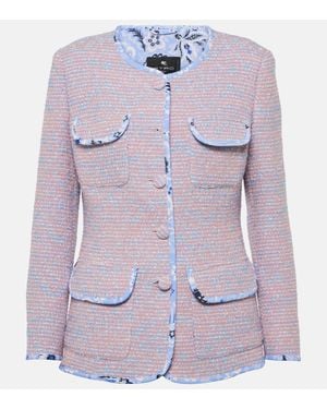 Etro Checked Wool-Blend Tweed Jacket - Purple