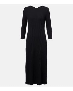 Vince Ribbed-Knit Cotton-Blend Maxi Dress - Black