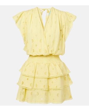 Melissa Odabash Jess Crochet-Trimmed Cotton Minidress - Yellow