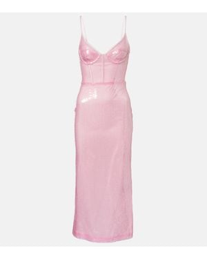 David Koma Sequined Midi Dress - Pink