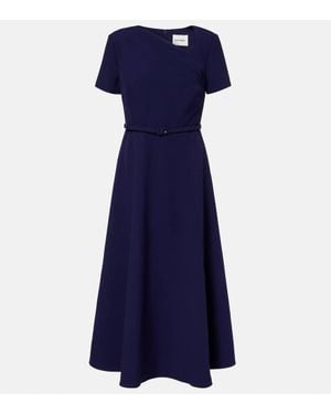 Roland Mouret Asymmetric Belted Crepe Midi Dress - Blue