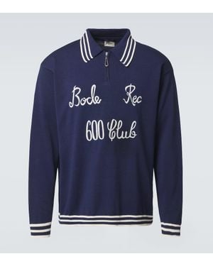 Bode Bestickter Polopullover Club Aus Baumwolle - Blau