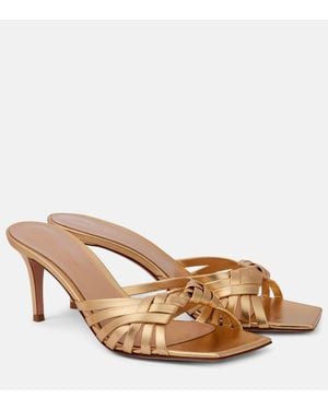 Gianvito Rossi Pantoletten Woven Aus Metallic-Leder - Natur