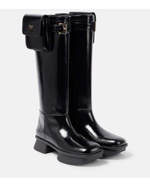 Prada Stiefel Aus Leder - Schwarz