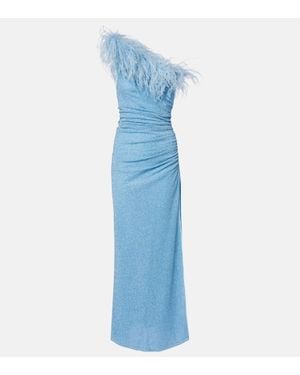 Oséree One-Shoulder-Maxikleid Lumiere Plumage - Blau