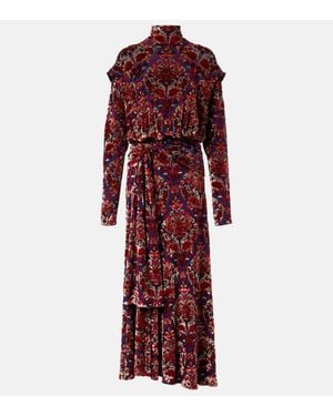 Rabanne Robe Longue En Jacquard - Rouge