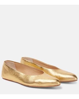 Gabriela Hearst Ballerinas Andre Aus Metallic-Leder - Natur