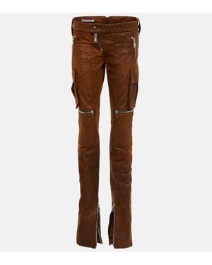 LAQUAN SMITH High-Rise Straight Fit Hose Aus Leder - Braun