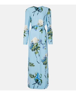 Monique Lhuillier Floral Crepe Gown - Blue