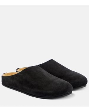 The Row Slippers Hugo Aus Veloursleder - Schwarz