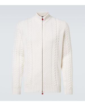 Kiton Cable-Knit Cashmere Cardigan - White