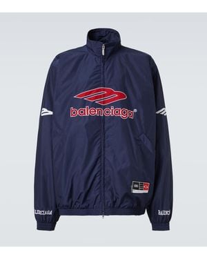 Balenciaga 3B Sports Icon Cotton-Blend Track Jacket - Blue