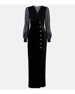 Alessandra Rich Velvet And Georgette Gown - Black