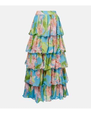 FARM Rio Floral Maxi Skirt - Blue