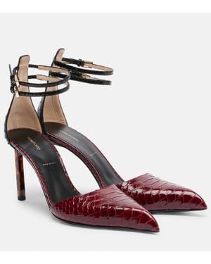 Tom Ford 90 Snake-Effect Leather Pumps - Red