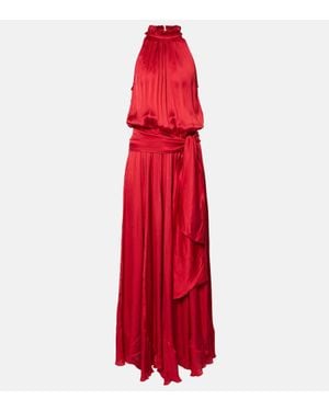 Poupette Nina Satin Maxi Dress - Red