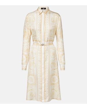 Versace Hemdblusenkleid Barocco Aus Seiden-Twill - Natur