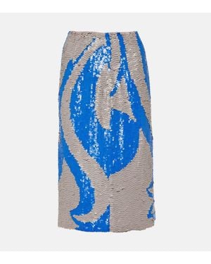 Dries Van Noten Midirock Mit Pailletten - Blau