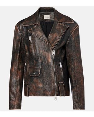 KHAITE Catalina Distressed Leather Biker Jacket - Black