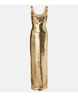 Monique Lhuillier Abito Lungo Con Paillettes - Metallizzato