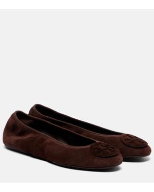 Tory Burch Reva Suede Ballet Flats - Brown