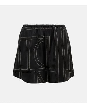 TOTEME Logo Silk Shorts - Black