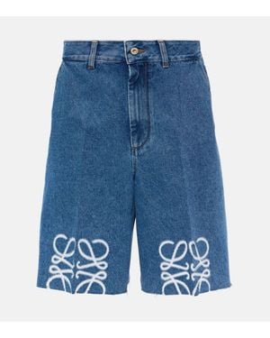 Loewe Anagram Denim Bermuda Shorts - Blue