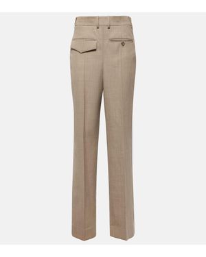Victoria Beckham Pressed-Crease Straight-Leg Trousers - Natural