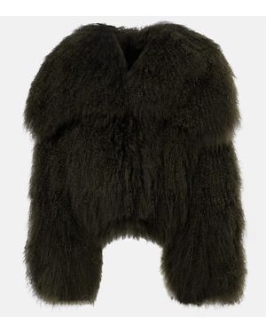 The Attico Faux Fur Bomber Jacket - Black