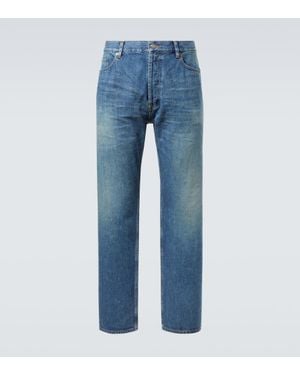 Saint Laurent Jeans Rectos Mick De Tiro Medio - Azul