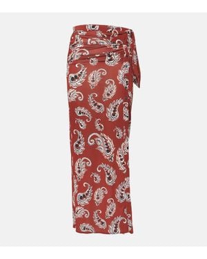 Rabanne Paisley Jersey Maxi Skirt - Red