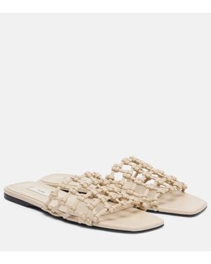 TOTEME Woven Leather Slides - Natural