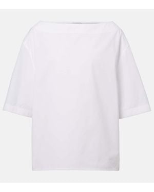 Tod's Oversized Cotton Poplin Top - White
