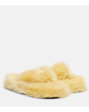 Acne Studios Shearling Thong Sandals - Yellow