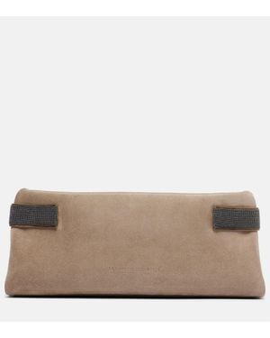 【BRUNELLO CUCINELLI】 Leisure Small canvas clutch Leisure Small canvas clutch in beige - Brunello Cucinelli