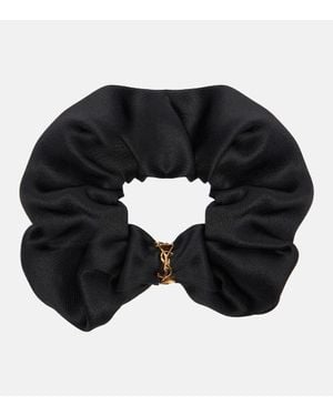 Saint Laurent Chouchou Cassandre En Satin De Soie - Noir