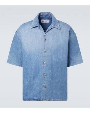 Loewe Anagram Denim Bowling Shirt - Blue