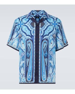 Etro Printed Cotton Bowling Shirt - Blue