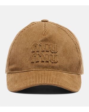 Miu Miu Baseballcap Aus Baumwollsamt - Braun