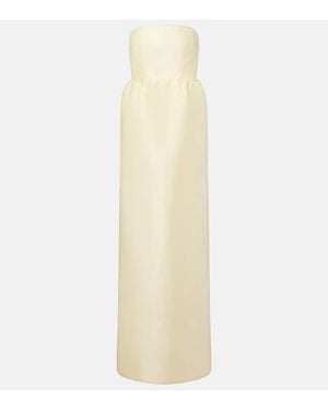 Prada Strapless Silk Satin Gown - White