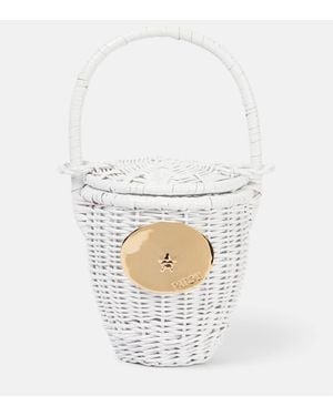 Patou Bucket-Bag Iconic Aus Rattan - Weiß