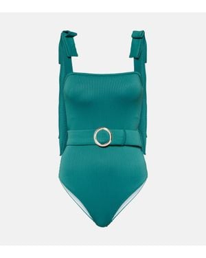 Alexandra Miro Audrey Bow-Detail Belted Swimsuit - Green